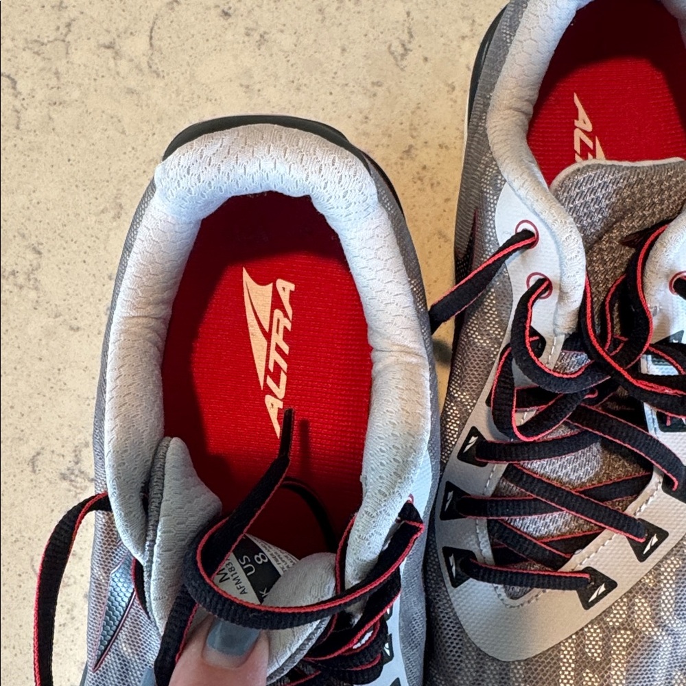 Altra Gray and Red Men's Running Shoes with White Midsole - Picture 3 of 5